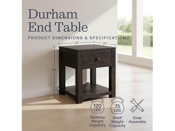 Alaterre Durham Side Table Dark Brown