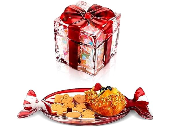 2 Pcs Crystal Candy Jar And Dish