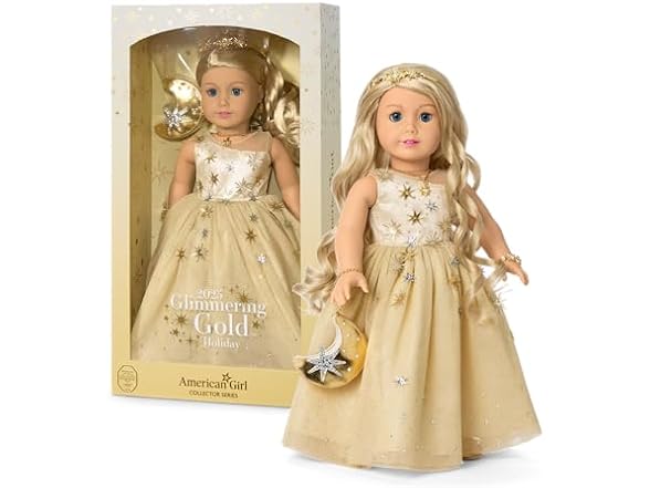 American Girl 2025 Glimmering Gold Holiday Collector Doll