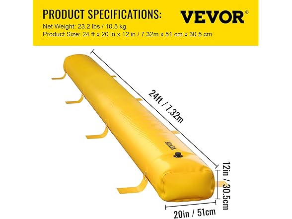 VEVOR Flood Bag, 24 ft Length x 12 in Height