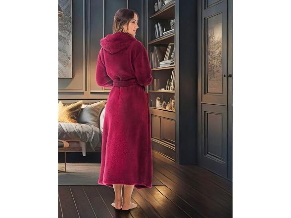 Alexander Del Rossa Women (M) Sherpa Hooded Robe