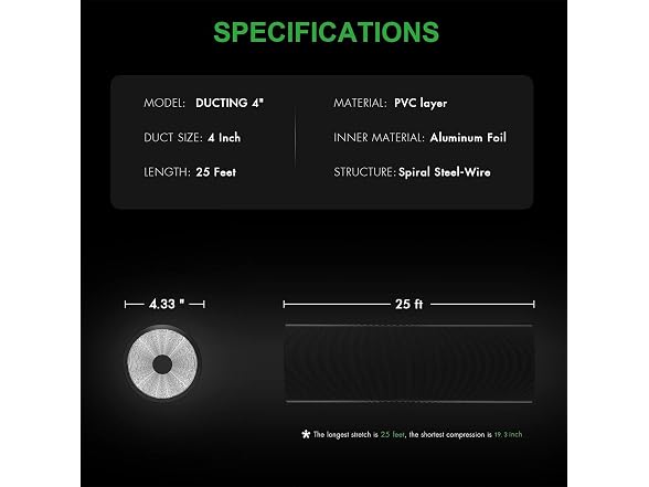 iPower 4 inch 25 feet Flexible Air