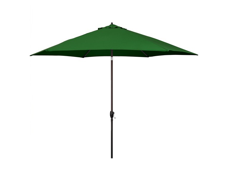 11-Foot Aluminum Market Patio Umbrella with Crank Lift and Push-Button Tilt in Hunter Green Polyester