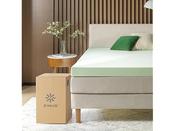 ZINUS 4" Green Tea Memory Foam Mattress Topper