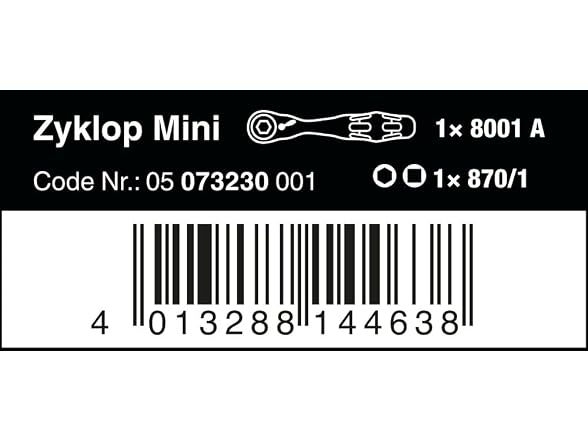 Wera WER05073230001 Wera 8001 A 1/4 Bit Ratchet