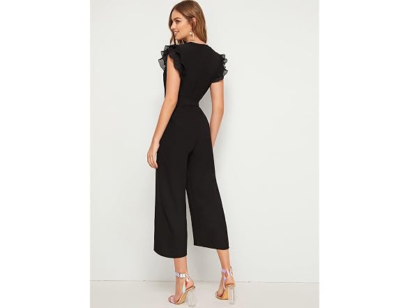 Wdirara Women (XS) Layered Ruffle Cap Sleeve Pants