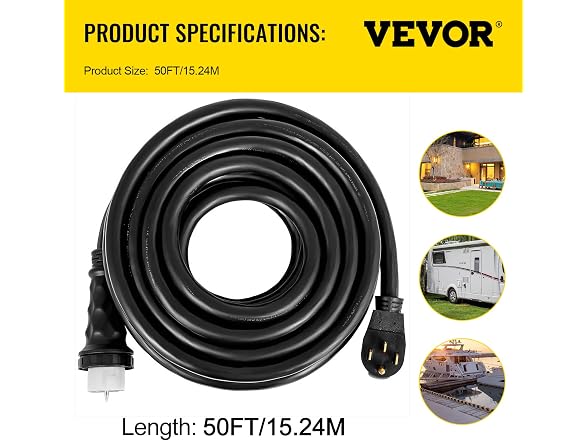 50FT Generator Power Cord 50-Amp 125/250-volt