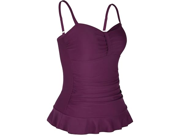 Hilor Women (10) 50's Retro Ruched Tankini Hem Top