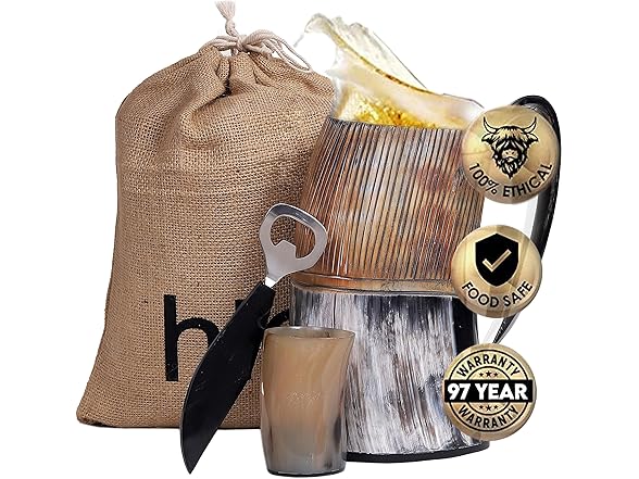 HLC Horn Mug Beer Mug for Men