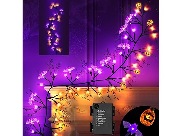 SURCVIO 6 Ft 54 LED Halloween Pumpkins and Bats