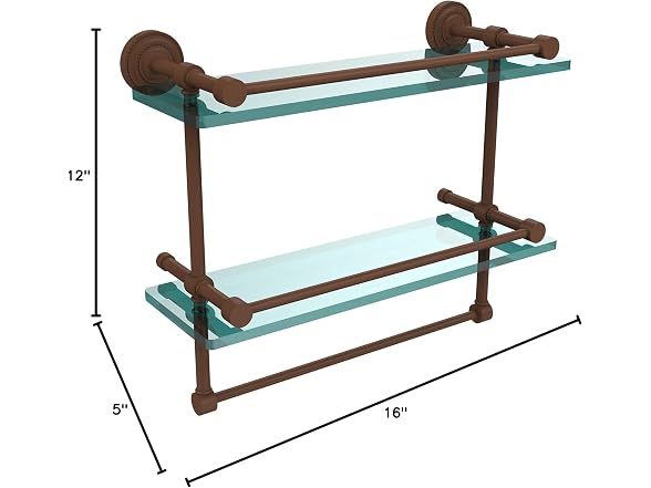 Allied Brass DT-2TB/16-GAL-ABZ Dt 2 Tb Glass Shelf