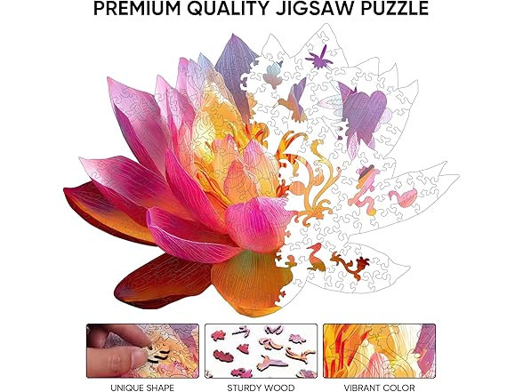Ixfyloop Wooden Puzzles for Adults, Lucky Lotus