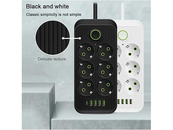 ZRATFWLJMDK CON-111 Power Strip 2M Cord, 6 Outlets 4 USB