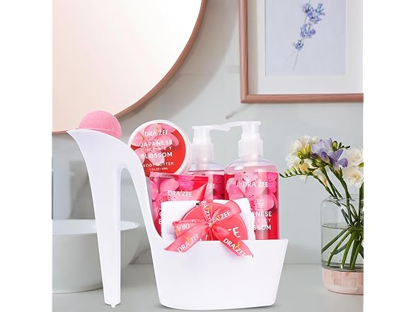 Draizee Luxury Spa Gifts for Women – 8 Pc Cherry Blossom