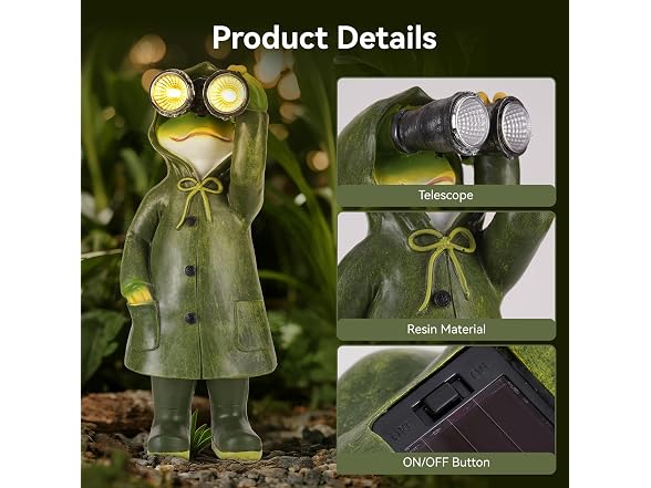 Paxato Solar Garden Statues Decor Frog