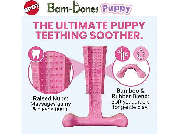 SPOT Bam-Bones Puppy T-Bone Dog Chew Toy