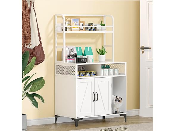 GOCAPTAIN Cat Litter Box Enclosure with Shelf Storage