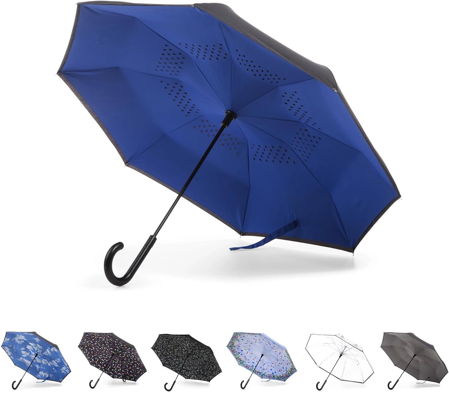Totes Auto Reverse Close Windproof Stick Inbrella - Gallery 6