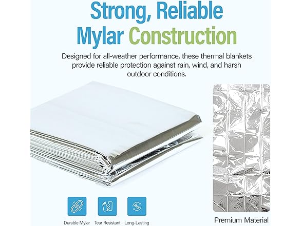 Emergency Mylar Thermal Blankets 20-Pack