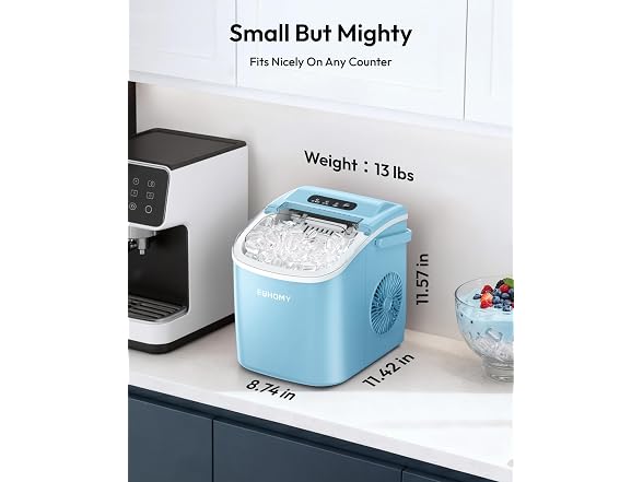 EUHOMY Countertop Ice Maker Machine with Handle, Blue