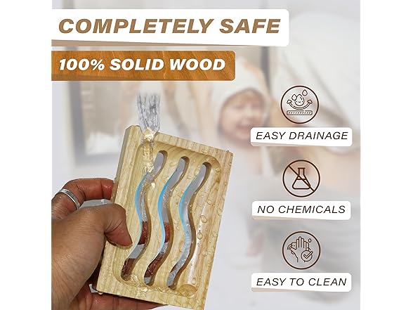ENKEZI 2 Pack Wood Soap Dish