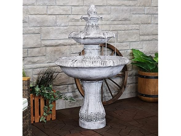 Sunnydaze Mediterranean 3-Tier Outdoor Water Fountain