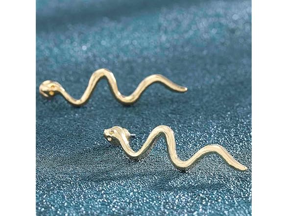 Olbye Snake Studs Earrings Gold Long 