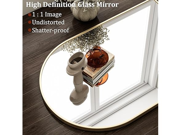 HARRITPURE Arched Gold Wall Mirror 24"x36"