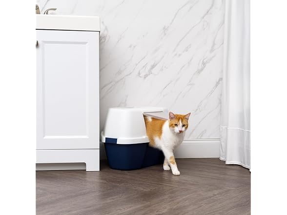 IRIS USA Large Corner Cat Litter Box with Lid