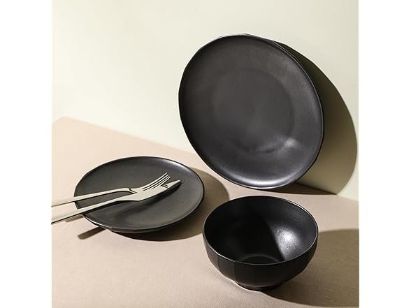Stone Lain Rio 12-Piece Dinnerware Set Stoneware, Black