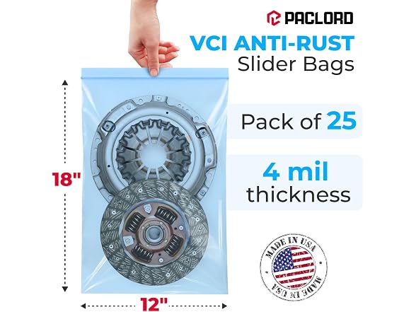 VCI Reclosable Poly Bags 12" x 18", Pack of 25-4 mil 