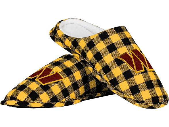 WASHINGTON COMMANDERS (Medium) Sherpa Lined Buffalo Check Slippers