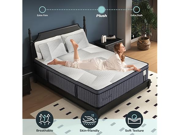 DIGLANT 14" Plush Hybrid Queen Mattress