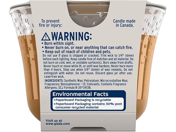Glade Cashmere Woods 3-Wick Candle, 3 Ct