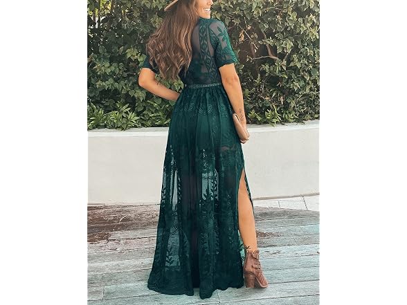 Eleter Women (M) Romper Lace Wedding V Neck Dress