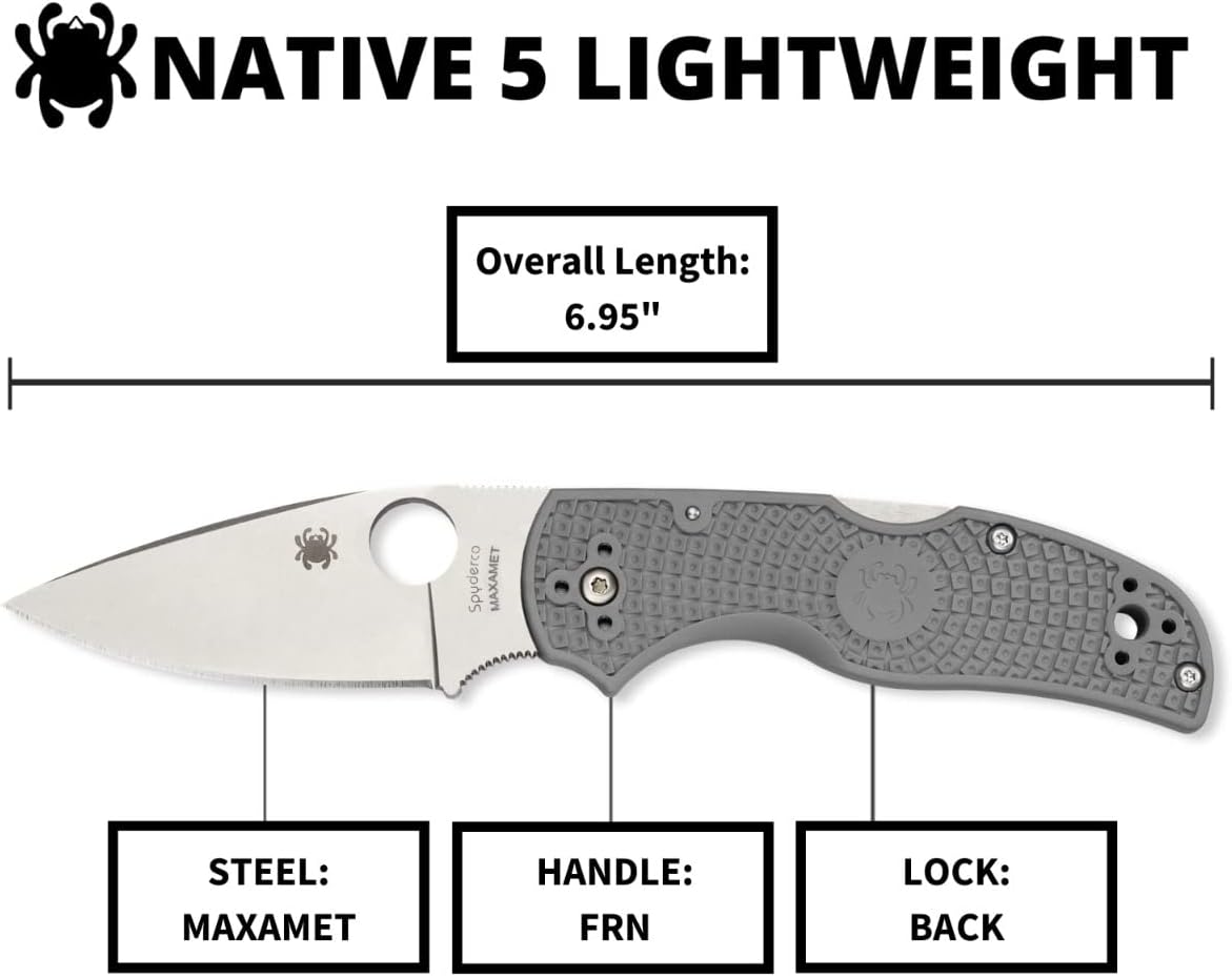 Spyderco Native 5 Maxamet Knife - Gray - Gallery 7