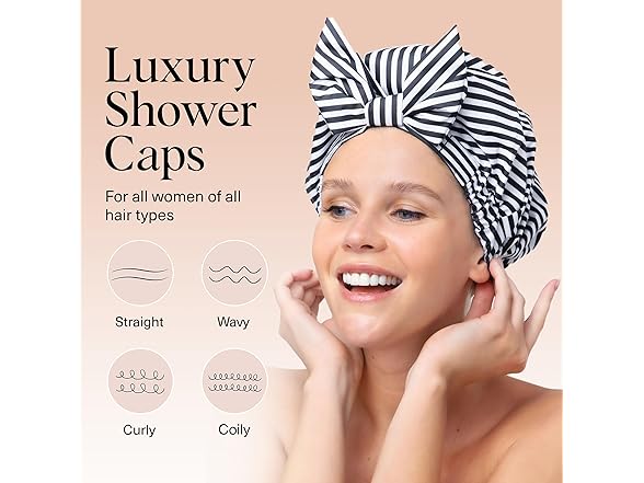 Kitsch Luxury Shower Caps for Women Reusable Waterproof
