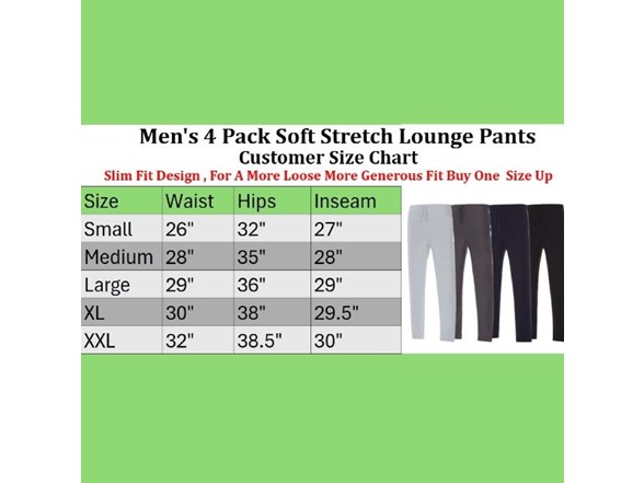 4Pk Asst Mens Butter Soft Lounge Pants