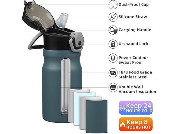 BJPKPK BJPKPK Insulated Water Bottle 14oz Stainless St