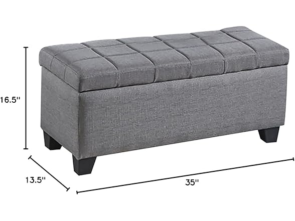Uneeruiqy Storage Ottoman Bench Dark Gray