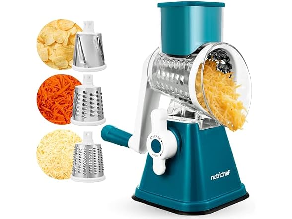 NutriChef 3 in 1 Cheese Grater & Shredder Green