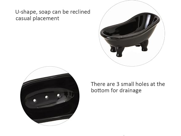 Ceramic Black Clawfoot Bathtub Bar Soap Dish