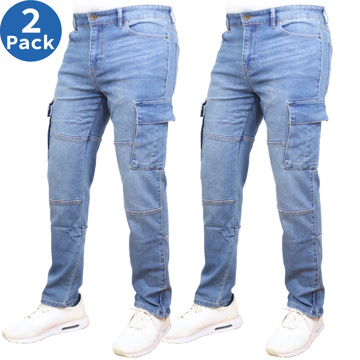 Men's Stretch Cargo Denim Jeans (30-42) - Gallery 37