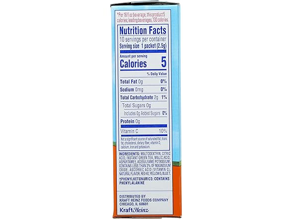 10CT Crystal Light Sugar-Free Peach Mango Drink Mix