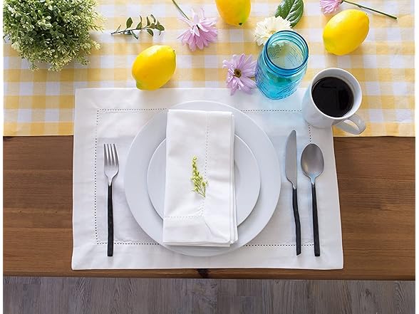 DII Checkered Cotton Table Runner 14x72" Yellow