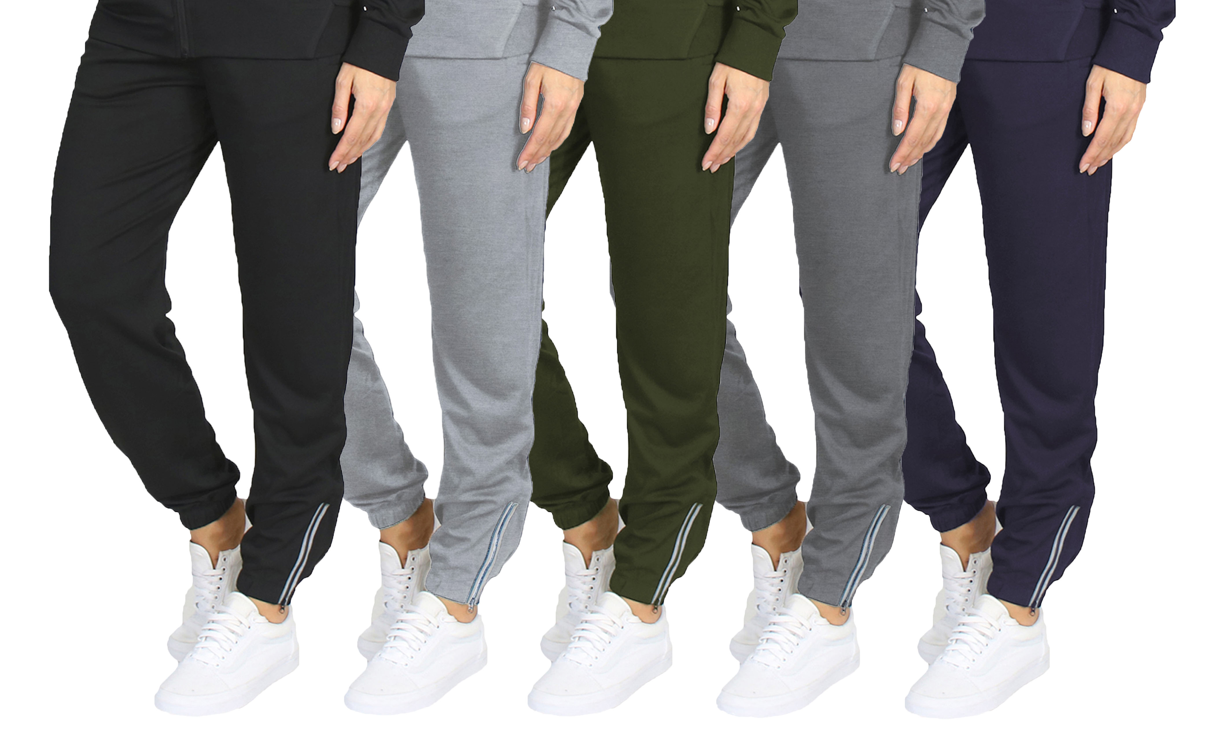 3Pk Womens Track Pants w-Ankle Zippers - Gallery 7