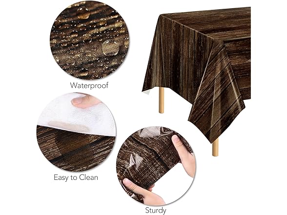 54" x 108" 6 Pieces Plastic Wood Grain Tablecloths