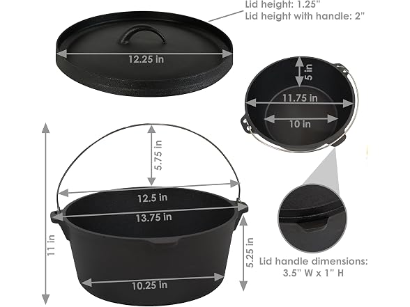 Sunnydaze 8qt Cast Iron Dutch Oven - Gallery 3
