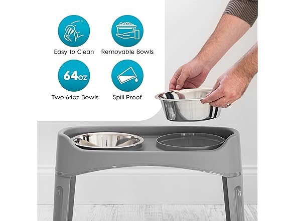IRIS USA Elevated Dog Bowls Adjustable Stand