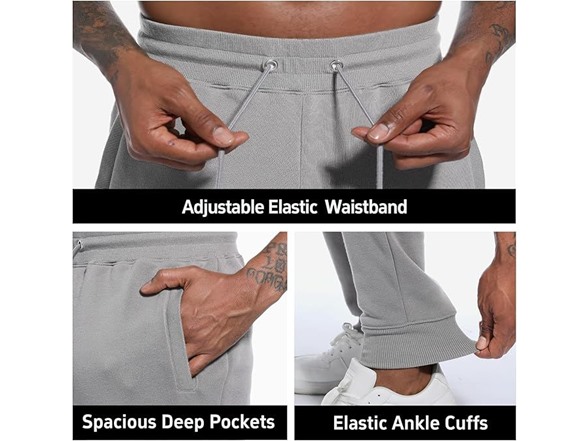 3PK Mens French Terry Joggers w/ Pockets